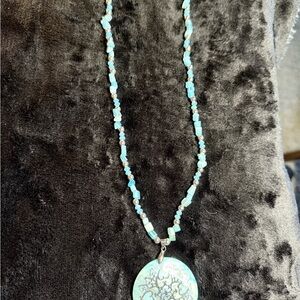 Turquoise Beaded Pendant Necklace - Brand Unspecified